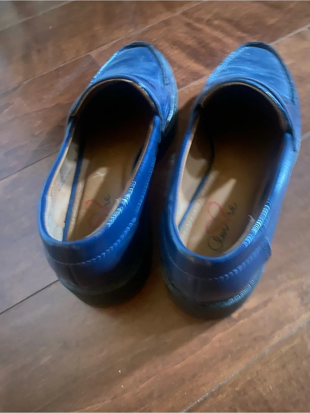 Patent Navy Blue Penny Loafers